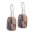 Sterling Silver Polished Amethyst Rectangle Dangle Earrings - Birthstone Company