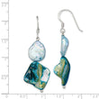 Sterling Silver Polished Blue MOP & White FWC Pearl Dangle Earrings