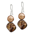 Sterling Silver Polished Brown Mother of Pearl/FWC Pearl Dangle Earrings - Birthstone Company