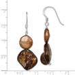 Sterling Silver Polished Brown Mother of Pearl/FWC Pearl Dangle Earrings - Birthstone Company