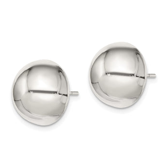 Sterling Silver Polished 14mm Button Earrings - Birthstone Company