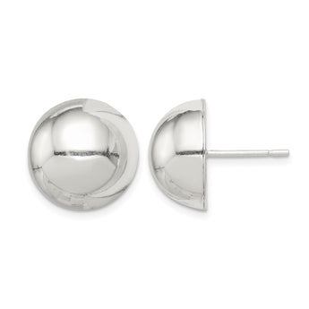 Sterling Silver Polished 14mm Button Earrings - Birthstone Company
