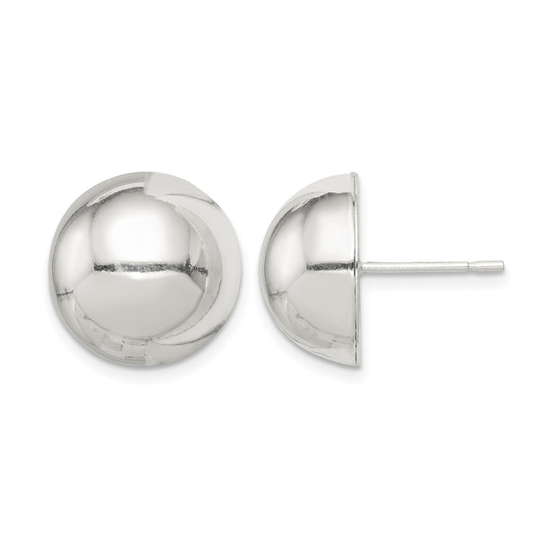 Sterling Silver Polished 14mm Button Earrings - Birthstone Company