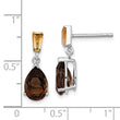 Brilliant Gemstones Sterling Silver with 14K Accent Rhodium-plated Smoky Quartz and Citrine Earrings
