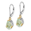 Brilliant Gemstones Sterling Silver with 14K Accent Rhodium-plated Green Quartz Leverback Earrings - Birthstone Company