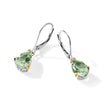 Brilliant Gemstones Sterling Silver with 14K Accent Rhodium-plated Green Quartz Leverback Earrings - Birthstone Company