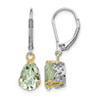 Brilliant Gemstones Sterling Silver with 14K Accent Rhodium-plated Green Quartz Leverback Earrings - Birthstone Company
