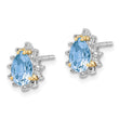 Brilliant Gemstones Sterling Silver with 14K Accent Rhodium-plated Sky Blue Topaz and Diamond Post Earrings - Birthstone Company