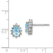 Brilliant Gemstones Sterling Silver with 14K Accent Rhodium-plated Sky Blue Topaz and Diamond Post Earrings - Birthstone Company