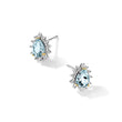Brilliant Gemstones Sterling Silver with 14K Accent Rhodium-plated Sky Blue Topaz and Diamond Post Earrings - Birthstone Company