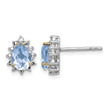 Brilliant Gemstones Sterling Silver with 14K Accent Rhodium-plated Sky Blue Topaz and Diamond Post Earrings - Birthstone Company
