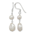 Sterling Silver Polished White 6-9mm Baroque & Semi-Round Freshwater Cultured Pearl Dangle Earrings - Birthstone Company