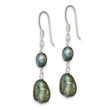 Sterling Silver Polished 5-9mm Black Baroque Freshwater Cultured Pearl Dangle Earrings - Birthstone Company
