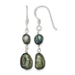 Sterling Silver Polished 5-9mm Black Baroque Freshwater Cultured Pearl Dangle Earrings - Birthstone Company