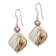 Brown Mother of Pearl & Pearl Dangle Earrings in Sterling Silver - Birthstone Company