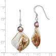 Brown Mother of Pearl & Pearl Dangle Earrings in Sterling Silver - Birthstone Company