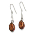 Sterling Silver Polished Brown Freshwater Cultured Pearl Dangle Earrings - Birthstone Company