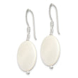 Sterling Silver Polished White Mother of Pearl Oval Dangle Earrings