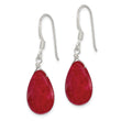 Sterling Silver Polished Faceted Red Jade Teardrop Dangle Earrings