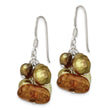 Sterling Silver Polished Amber, Citrine & FW Cultured Pearl Dangle Earrings - Birthstone Company