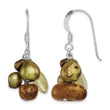 Sterling Silver Polished Amber, Citrine & FW Cultured Pearl Dangle Earrings - Birthstone Company