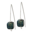 Sterling Silver Blue Dichroic Glass Thread Earrings