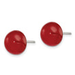 Sterling Silver Rhod-pltd 10-11mm Carnelian Button Post Earrings - Birthstone Company