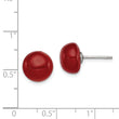 Sterling Silver Rhod-pltd 10-11mm Carnelian Button Post Earrings - Birthstone Company