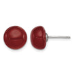 Sterling Silver Rhod-pltd 10-11mm Carnelian Button Post Earrings - Birthstone Company