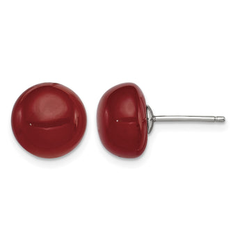 Sterling Silver Rhod-pltd 10-11mm Carnelian Button Post Earrings - Birthstone Company