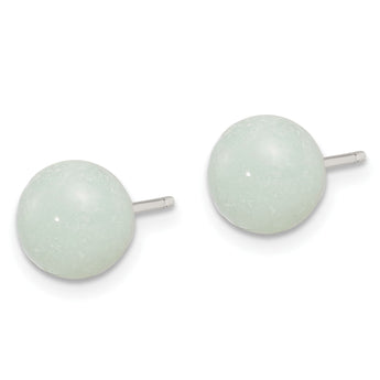 Sterling Silver Rhod-pltd 8-8.5mm Button Amazonite Post Earrings - Birthstone Company