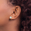 Sterling Silver Rhod-pltd 8-8.5mm Button Amazonite Post Earrings - Birthstone Company
