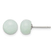 Sterling Silver Rhod-pltd 8-8.5mm Button Amazonite Post Earrings - Birthstone Company