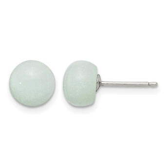 Sterling Silver Rhod-pltd 8-8.5mm Button Amazonite Post Earrings - Birthstone Company