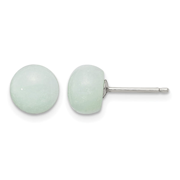 Sterling Silver Rhod-pltd 8-8.5mm Button Amazonite Post Earrings - Birthstone Company