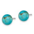 Sterling Silver Rhod-pltd 8-8.5mm Button Turquoise Post Earrings - Birthstone Company