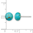 Sterling Silver Rhod-pltd 8-8.5mm Button Turquoise Post Earrings - Birthstone Company