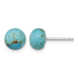 Sterling Silver Rhod-pltd 8-8.5mm Button Turquoise Post Earrings - Birthstone Company