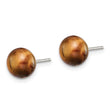 Sterling Silver Rhod-pltd 8-8.5mm Tiger's Eye Button Post Earrings - Birthstone Company