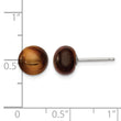 Sterling Silver Rhod-pltd 8-8.5mm Tiger's Eye Button Post Earrings - Birthstone Company