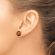 Sterling Silver Rhod-pltd 10mm Tiger's Eye Round Post Earrings