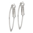 Sterling Silver Rhodium-plated 1.5mm Oval Omega Back Hoop Earrings