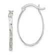 Sterling Silver Rhod-plated Polished/Textured 2mm Oval Hoop Earrings