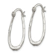 Sterling Silver Polished & Hammered Oval Hoop Earrings
