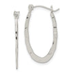 Sterling Silver Polished & Hammered Oval Hoop Earrings