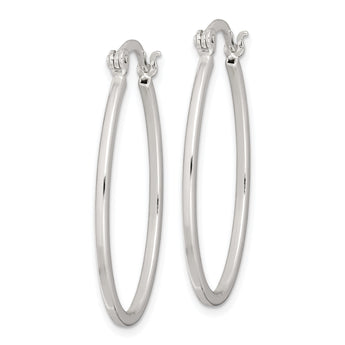 Sterling Silver Polished 1.5mm Square Tube Oval Hoop Earrings