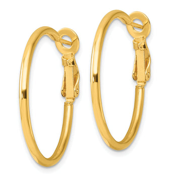 Sterling Silver Gold-tone Polished 2mm Omega Back Round Hoop Earrings