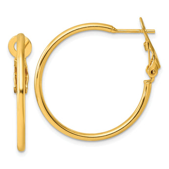 Sterling Silver Gold-tone Polished 2mm Omega Back Round Hoop Earrings