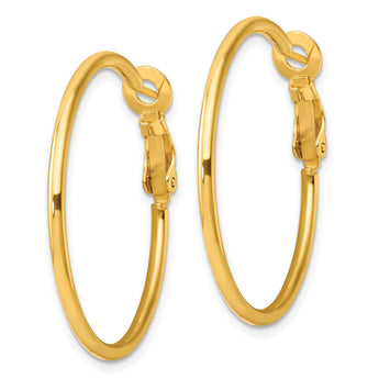 Sterling Silver Gold-tone Polished 2mm Omega Back Round Hoop Earrings