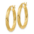 Sterling Silver Gold Flash Plated Twisted 3.5x25mm Hoop Earrings